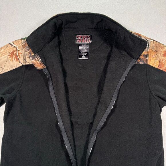 Vintage Sports Afield Fleece Jacket Mens Large Black Camo Hunting Woodland Duck - Picture 4 of 10